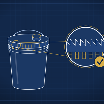 ABC container closure detail — threaded tamper-evident locking mechanism