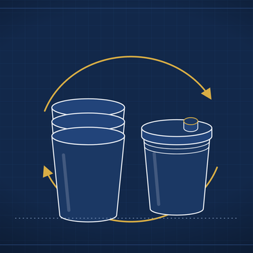 100% recyclable green plastic container — no gaskets, no metal